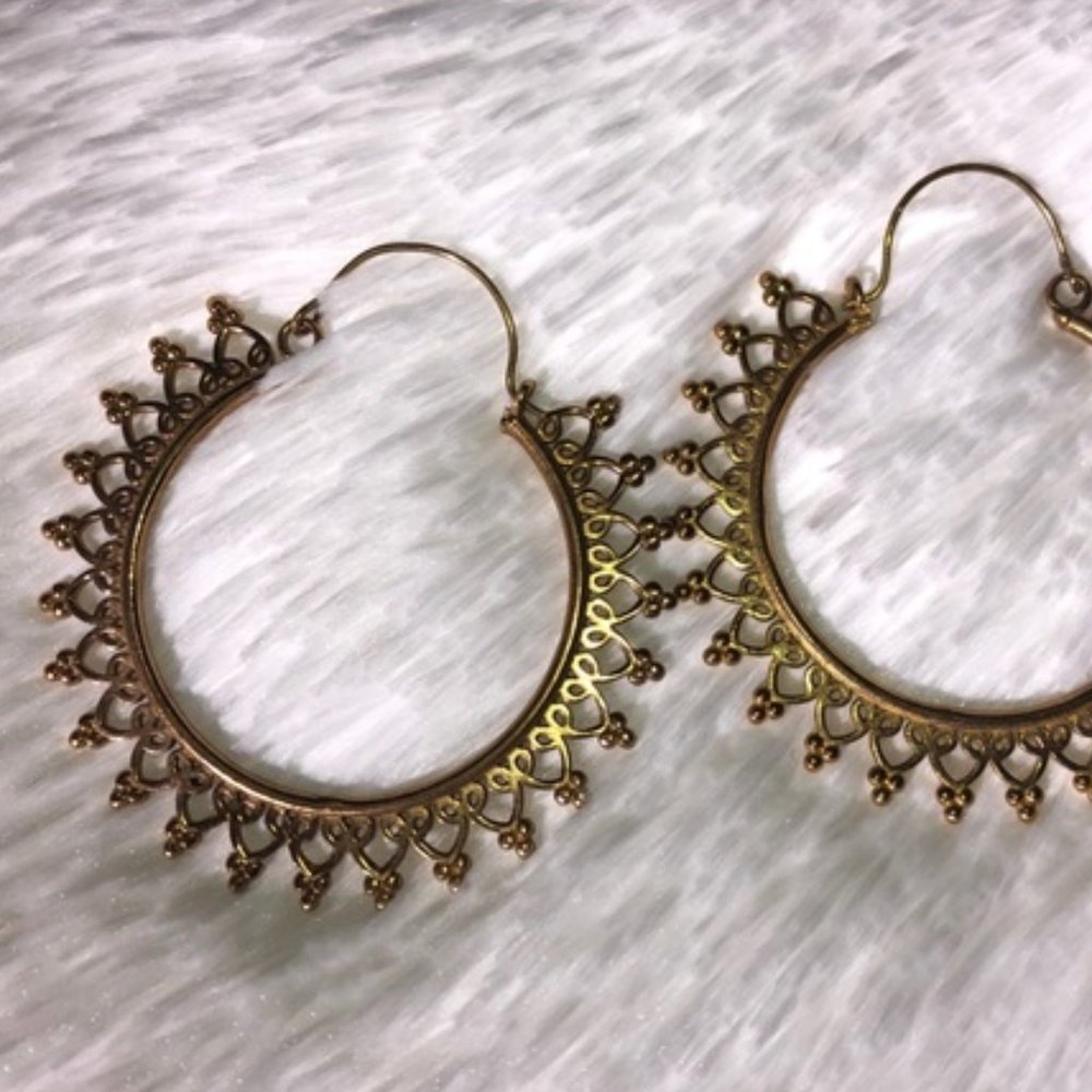 Large Brass Bohemian Hoop Earrings